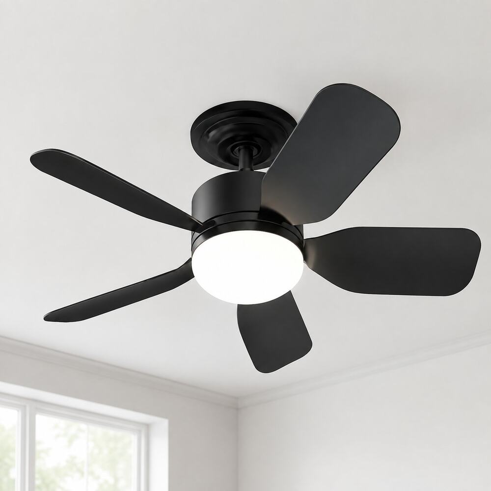 Aupuslite 20" Socket Ceiling Fan Light Remote 6 Speed 2000 Lumens Black New